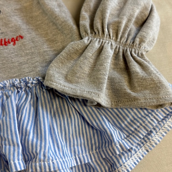 Tommy Hilfiger - Grey Top with Blue Striped Ruffle - Picture 2 of 5